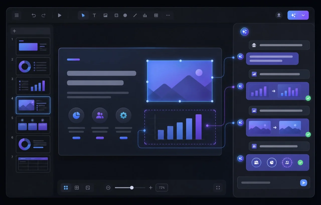 Chatting with AI Presentation Maker to edit slides