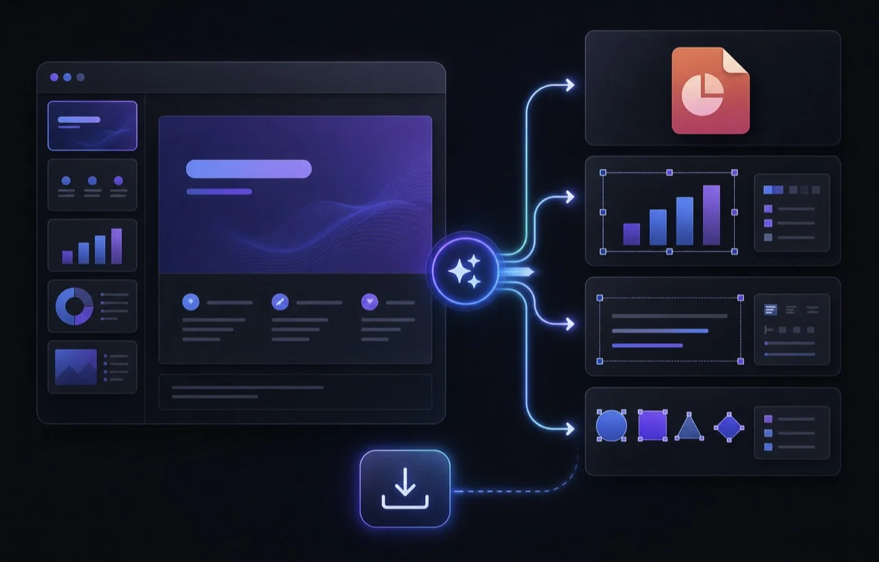 AI PowerPoint Generator exporting editable files
