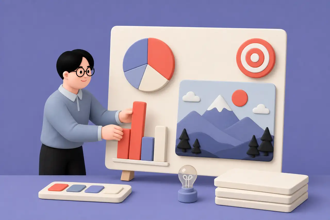 Refining charts and visual slides before presenting